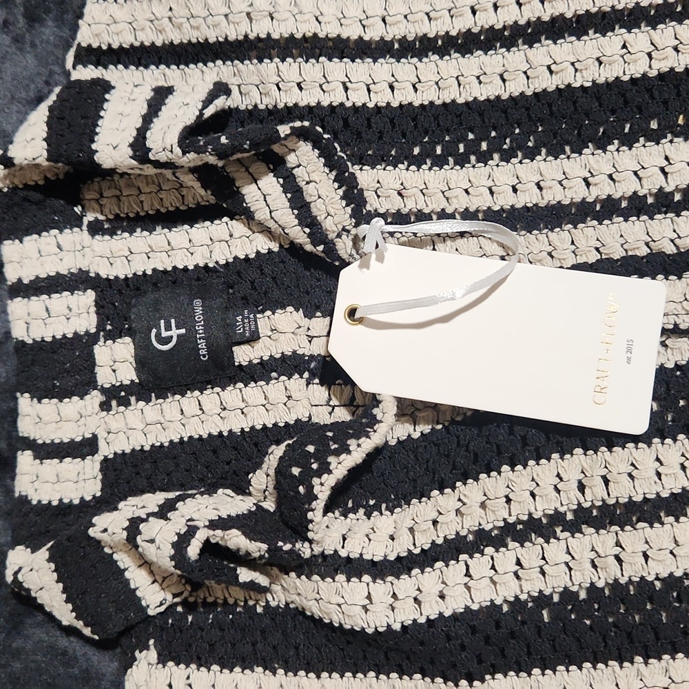 Craft Kids Black and White Striped Button Down Shirt - Picture 2 of 6